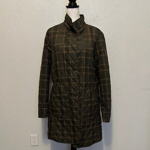 Eddie Bauer Plaid Quilted Snap Closure Cinch Coat XL